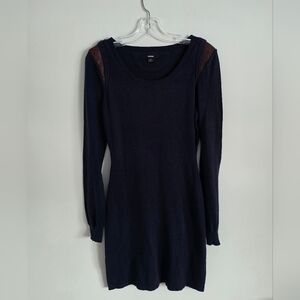 RUDSAK | Wool Sweater Dress Cow Hair Inserts navy Sz L
